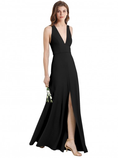Crepe Esticado Cabeçada Sem Mangas Comprimento Chão Vestidos de Madrinha / Vestidos de Noite / Vestidos de Festa Baratos