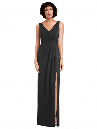 Spandex Decote V Sem Mangas Costas em V Comprimento Chão Vestidos de Madrinha / Vestidos de Noite / Vestidos de Festa Baratos