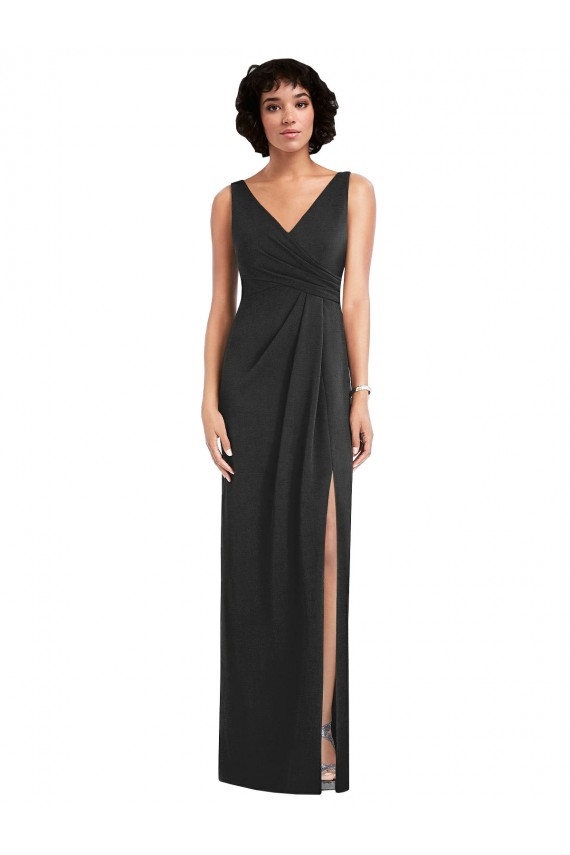 Spandex Decote V Sem Mangas Costas em V Comprimento Chão Vestidos de Madrinha / Vestidos de Noite / Vestidos de Festa Baratos