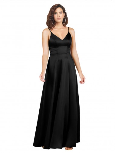Cetim Sedoso Decote V Sem Mangas Costas em V Comprimento Chão Vestidos de Madrinha / Vestidos de Noite / Vestidos de Festa Baratos