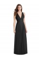 Chiffon Decote V Sem Mangas Criss Cruz Comprimento Chão Preto Linha A Vestidos de Madrinha Baratos