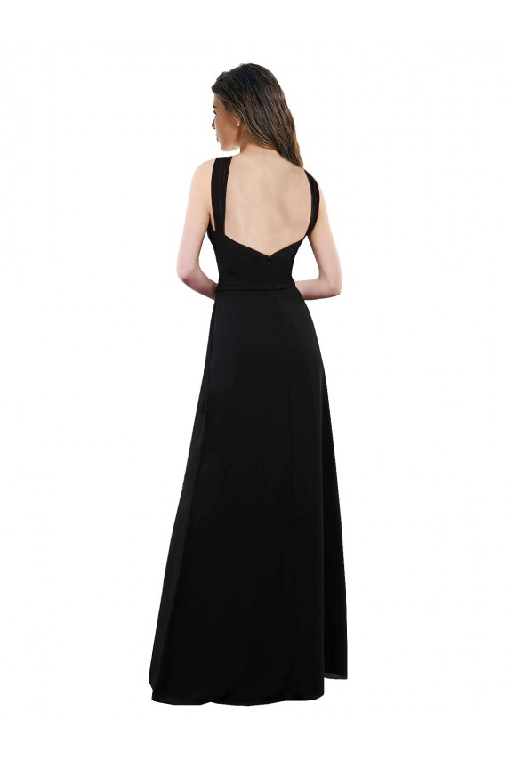 Chiffon Cabeçada Sem Mangas Abrir de volta Comprimento Chão Vestidos de Festa / Vestidos de Madrinha Baratos