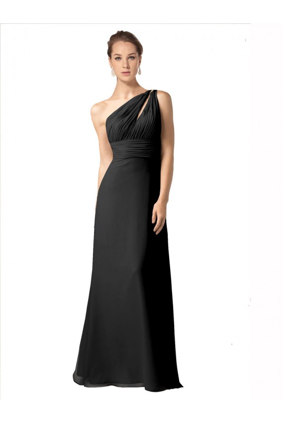 Chiffon Um Ombro Sem Mangas Comprimento Chão Vestido de Noite / Vestidos de Madrinha Baratos