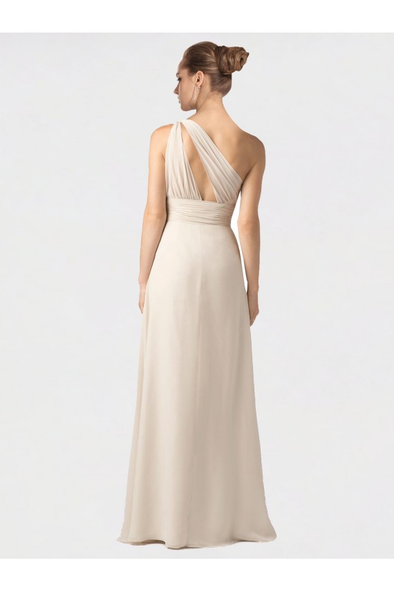 Chiffon Um Ombro Sem Mangas Comprimento Chão Vestido de Noite / Vestidos de Madrinha Baratos