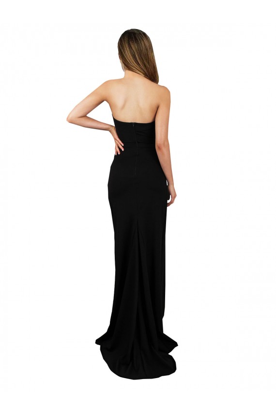 Crepe Esticado Amor Sem Mangas Lombar Comprimento Chão Longo Coluna Vestidos de Madrinha / Vestidos de Noite / Vestidos de Festa Baratos