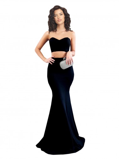 Crepe Esticado Decote Alto Sem Mangas Lombar Comprimento Chão Vestidos de Madrinha / Vestidos de Noite / Vestidos de Festa Baratos