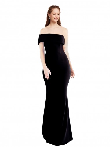 Crepe Esticado Um Ombro Sem Mangas Buraco da fechadura Comprimento Chão Vestidos de Madrinha / Vestidos de Noite / Vestidos de Festa Baratos