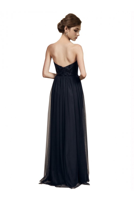 Tule Amor Sem Mangas Comprimento Chão Vestido de Madrinha / Vestido Formais Baratos