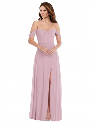 Chiffon Amor Sem Mangas Comprimento Chão Prímula Linha A Vestidos de Madrinha Baratos