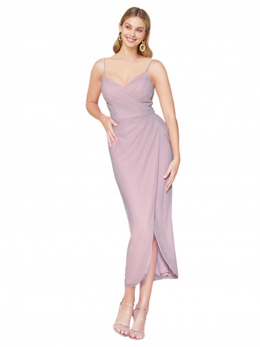 Chiffon Alças finas Sem Mangas Costas em V Comprimento Joelho Vestidos de Madrinha / Vestidos de Festa / Vestidos de Cocktail / Vestidos de Homecoming Baratos