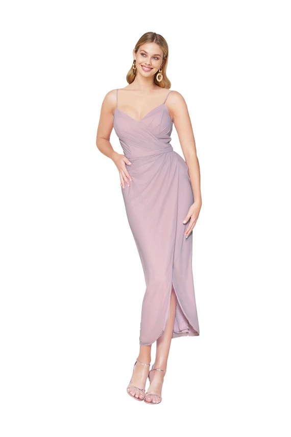 Chiffon Alças finas Sem Mangas Costas em V Comprimento Joelho Vestidos de Madrinha / Vestidos de Festa / Vestidos de Cocktail / Vestidos de Homecoming Baratos
