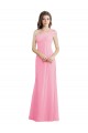 Chiffon Um Ombro Sem Mangas Comprimento Chão Quase Rosa Linha A Vestidos de Madrinha Baratos