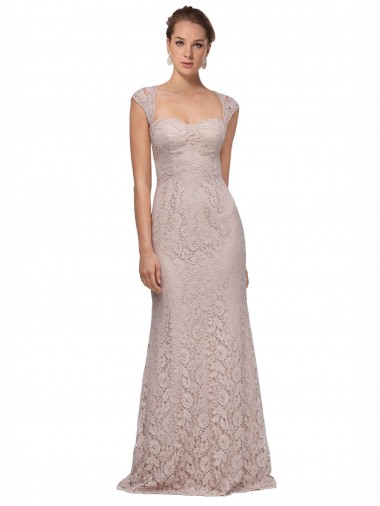 Renda Amor Mangas Curtas Comprimento Chão Vestidos de Madrinha / Vestidos de Festa Baratos
