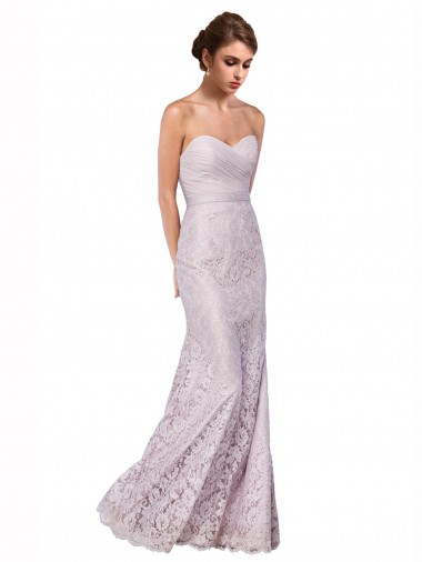 Renda Amor Sem Mangas Comprimento Chão Longo Sereia Vestidos de Madrinha / Vestidos de Festa Baratos