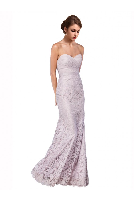 Renda Amor Sem Mangas Comprimento Chão Longo Sereia Vestidos de Madrinha / Vestidos de Festa Baratos
