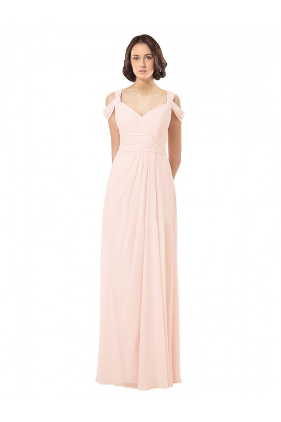 Chiffon Fora do Ombro Sem Mangas Buraco da fechadura Comprimento Chão Vestidos de Madrinha Baratos