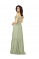 Chiffon Decote V Ombro Frio Buraco da fechadura Comprimento Chão Vestidos de Madrinha Baratos