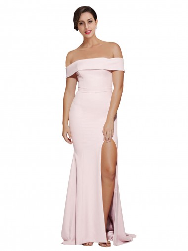 Crepe Esticado Decote Quadrado Sem Mangas Lombar Comboio Varredela Vestidos de Madrinha / Vestidos de Noite / Vestidos de Festa Baratos