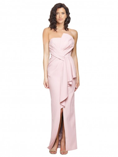Crepe Esticado Sem alças Sem Mangas Lombar Comprimento Chão Vestidos de Madrinha / Vestidos de Noite / Vestidos de Festa Baratos