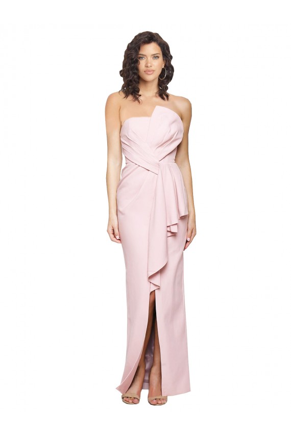 Crepe Esticado Sem alças Sem Mangas Lombar Comprimento Chão Vestidos de Madrinha / Vestidos de Noite / Vestidos de Festa Baratos