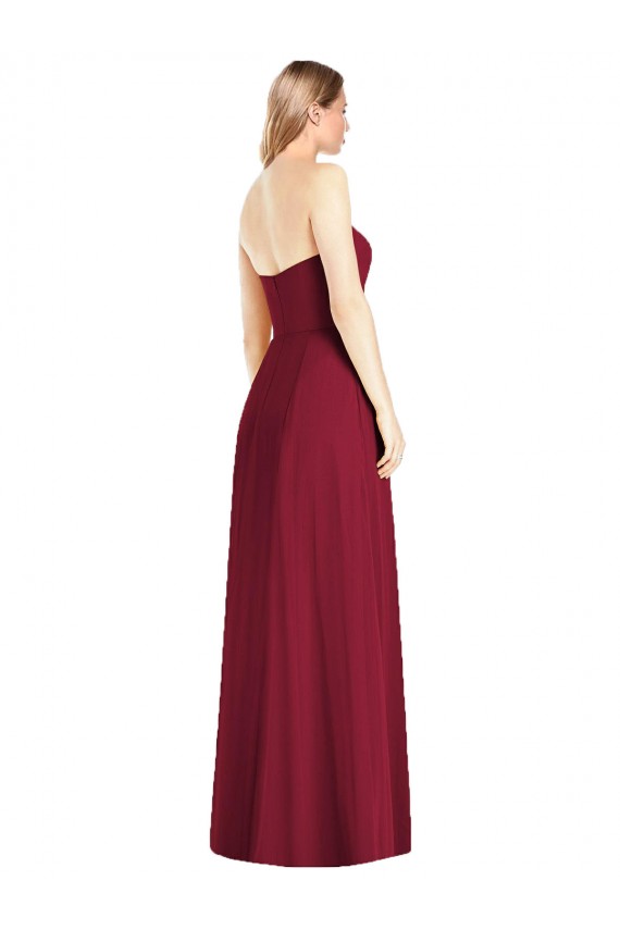 Chiffon Decote V Sem Mangas Comprimento Chão Rosa Choque Trombeta Vestidos de Madrinha Baratos