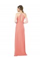 Chiffon Cabeçada Sem Mangas Buraco da fechadura Comprimento Chão Rosa Deserto Bainha Vestidos de Madrinha Baratos