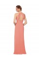 Chiffon Decote V Sem Mangas Buraco da fechadura Comprimento Chão Bainha Rosa Deserto Vestidos de Madrinha Baratos