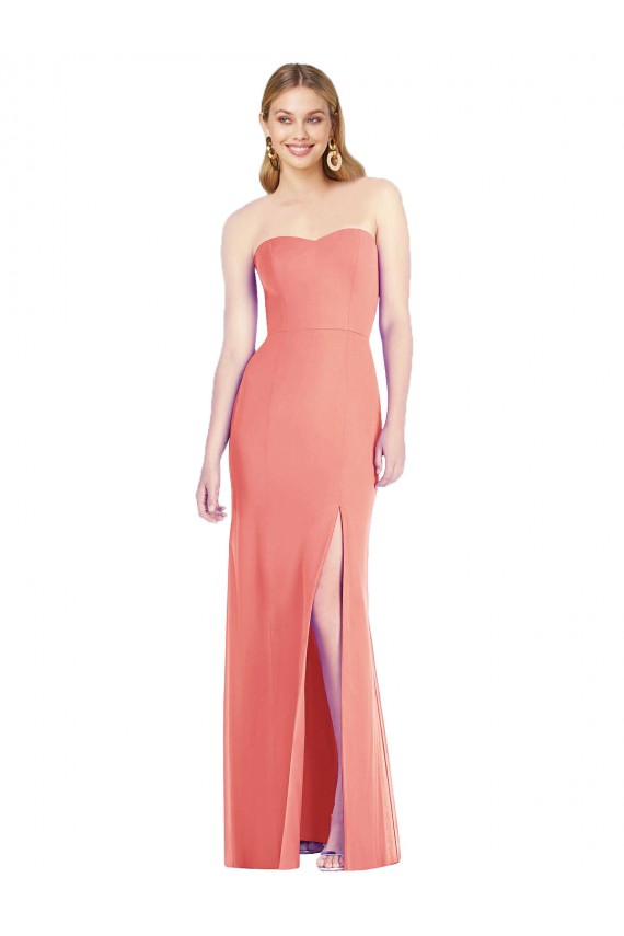 Chiffon Amor Sem Mangas Comprimento Chão Rosa Deserto Trombeta Vestidos de Madrinha Baratos