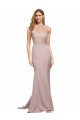 Crepe Esticado Amor Sem Mangas Comboio Varredela Bainha Vestidos de Madrinha / Vestidos de Noite / Vestidos de Festa Baratos