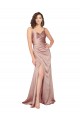 Cetim Sedoso Decote V Sem Mangas Costas em V Comprimento Chão Bainha Vestidos de Madrinha / Vestidos de Noite / Vestidos de Festa Baratos