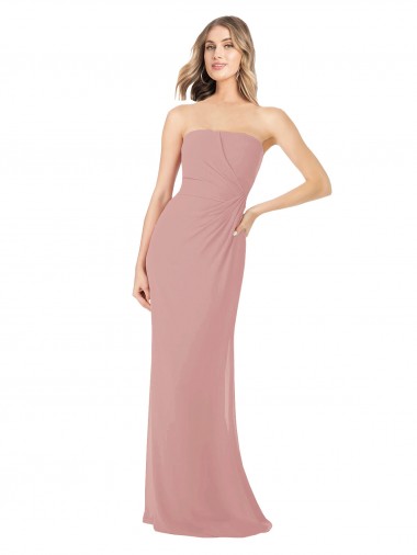 Chiffon Sem alças Sem Mangas Comprimento Chão Bainha Vestidos de Madrinha Baratos
