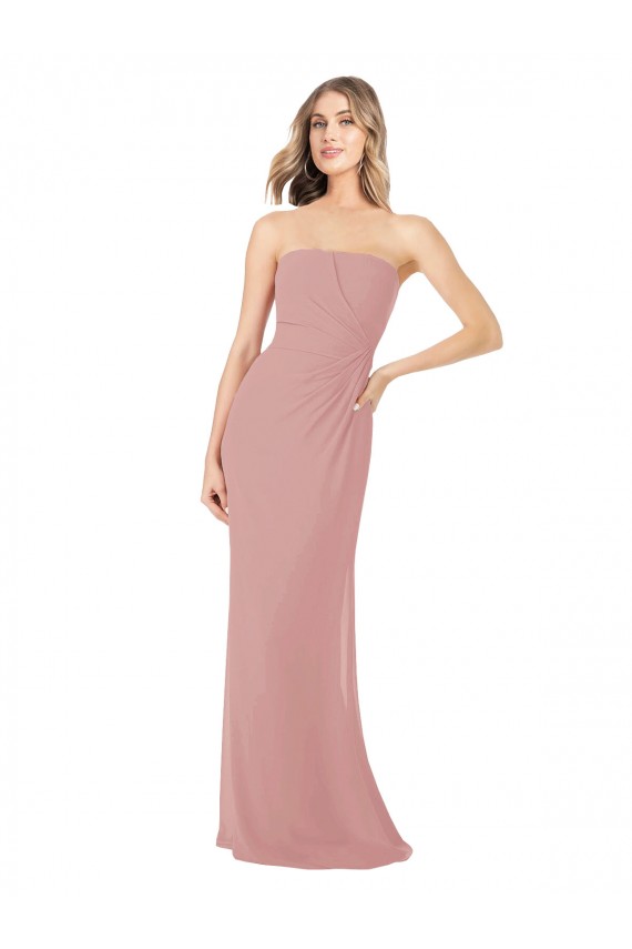 Chiffon Sem alças Sem Mangas Comprimento Chão Bainha Vestidos de Madrinha Baratos