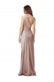 Cetim Elástico Um Ombro Sem Mangas Abrir de volta Comprimento Chão Bainha Vestidos de Madrinha / Vestidos de Noite / Vestidos de Festa Baratos