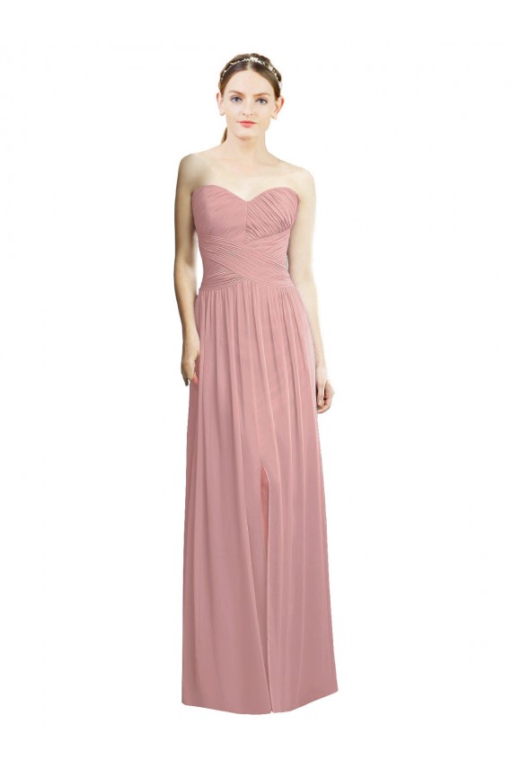 Chiffon Amor Sem Mangas Comprimento Chão Vestidos de Madrinha / Vestidos de Noite Baratos