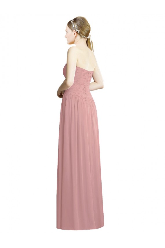 Chiffon Amor Sem Mangas Comprimento Chão Vestidos de Madrinha / Vestidos de Noite Baratos