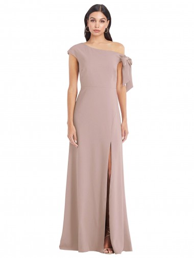 Crepe Esticado Fora do Ombro Sem Mangas Comprimento Chão Linha A Longo Vestidos de Madrinha / Vestidos de Noite / Vestidos de Festa Baratos