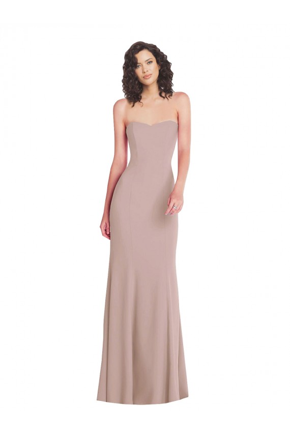 Crepe Esticado Amor Sem Mangas Comprimento Chão Sereia Vestidos de Madrinha / Vestidos de Noite / Vestidos de Festa Baratos