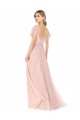 Chiffon Decote Quadrado Mangas Curtas Comprimento Chão Vestidos de Madrinha Baratos