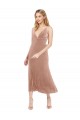 Veludo Elástico Decote V Sem Mangas Costas em V Comprimento Midi Vestidos de Madrinha / Vestidos de Festa / Vestidos de Cocktail / Vestidos de Homecoming Baratos