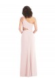 Crepe Esticado Um Ombro Sem Mangas Comprimento Chão Trombeta Rosa Vestidos de Madrinha / Vestidos de Noite / Vestidos de Festa Baratos