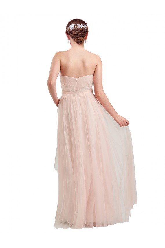 Tule Amor Sem Mangas Comprimento Chão Rosa Longo Vestidos de Madrinha Baratos