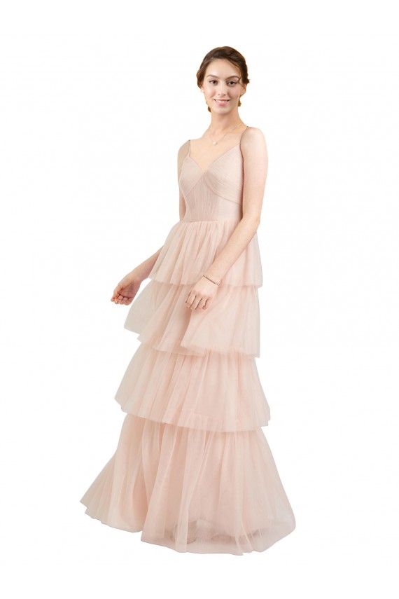 Tule Decote V Sem Mangas Comprimento Chão Vestidos de Festa / Vestidos de Madrinha Baratos