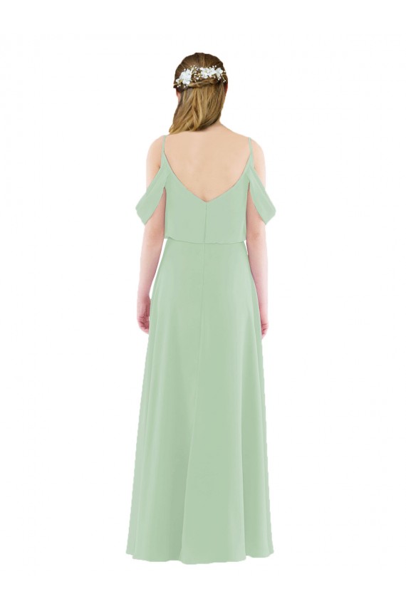 Chiffon Fora do Ombro Sem Mangas Comprimento Chão Longo Bainha Vestidos de Madrinha Baratos