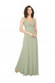 Chiffon Decote V Sem Mangas Costas em V Comprimento Chão Vestidos de Festa / Vestidos de Madrinha Baratos