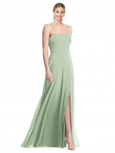 Chiffon Alças finas Sem Mangas Lombar Comprimento Chão Vestidos de Madrinha / Vestidos de Noite Baratos