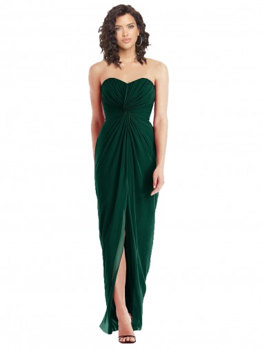 Chiffon Amor Sem Mangas Lombar Comprimento Chão Sempre Verde Linha A Vestidos de Madrinha Baratos