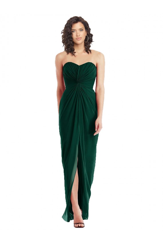 Chiffon Amor Sem Mangas Lombar Comprimento Chão Sempre Verde Linha A Vestidos de Madrinha Baratos