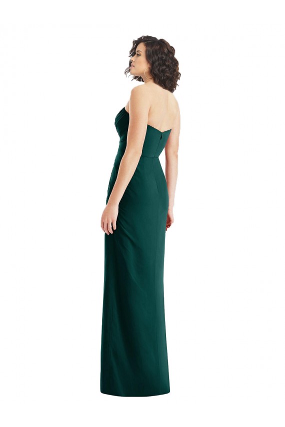 Chiffon Amor Sem Mangas Lombar Comprimento Chão Sempre Verde Linha A Vestidos de Madrinha Baratos