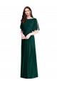 Chiffon Barco Mangas Sino Costas em V Comprimento Chão Vestidos de Madrinha Baratos