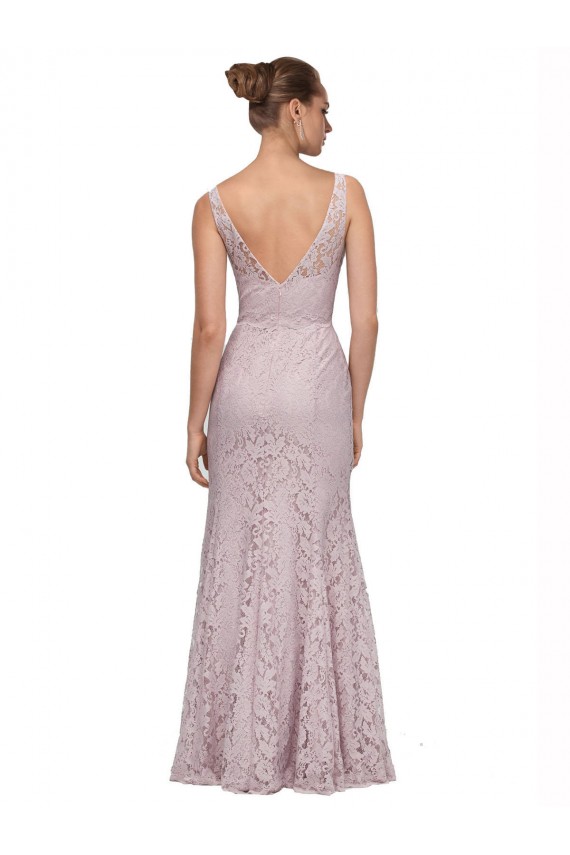 Renda Decote V Sem Mangas Costas em V Comprimento Chão Vestidos de Madrinha / Vestidos de Festa Baratos